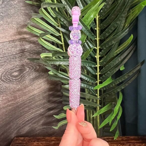 ๐๐โPurple Bow Bling Custom Beaded Pen with Fancy Double-Sided Purple Bow ๐๐ - Picture 5 of 7